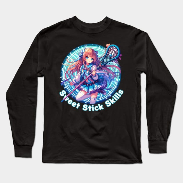 Lacrosse Anime girl Long Sleeve T-Shirt by Japanese Fever